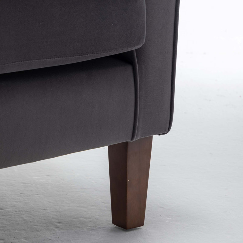 Chaise avec accoudoirs roulés Traditional avec structure en bouleau massif et siège rembourré de mousse, Grey