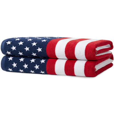 Jesup American Flag Beach Towel | 100% Cotton Patriotic Stars and Stripes 30"x60"