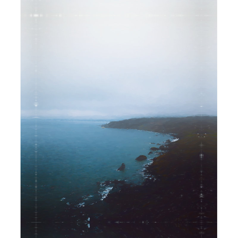 Foggy Rocky Coast Painted - Photographie sur toile tendue, H 48 po x l 32 po