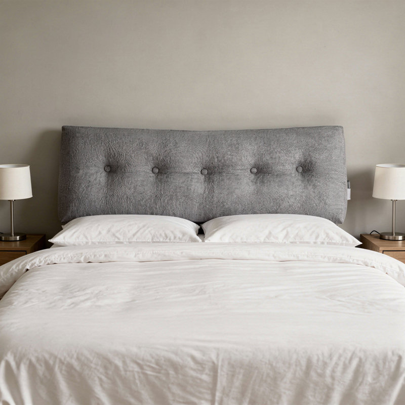 Queen Headboard Wedge Pillow, Triangle Backrest Cushion With Removable Cover, Dark Grey