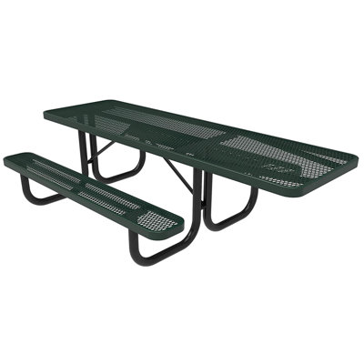 COATEDOUTDOORFURNITURE Table de pique-nique rectangulaire de 2,4 m (8 pi), extensible, verte, 1 côté conforme aux normes ADA