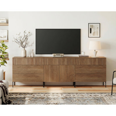 Modern Reeded Dresser TV Stand For Tvs Up To 100 Inch, Entertainment Center With Drawers, Wooden TV Console With Storage For Living Room