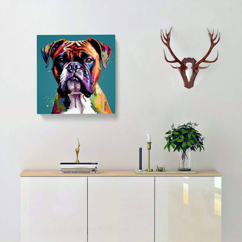 Boxer Dog Graphic Art No.2 - Print, 50cm H x 50cm W x 3cm D