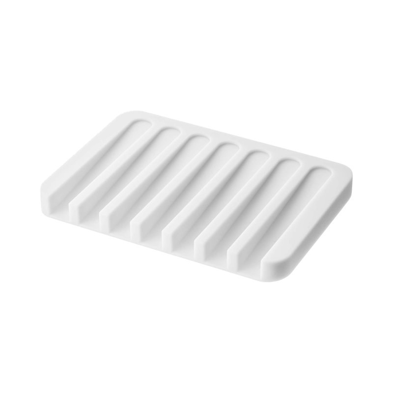 White Self-Draining Silicone Soap Tray