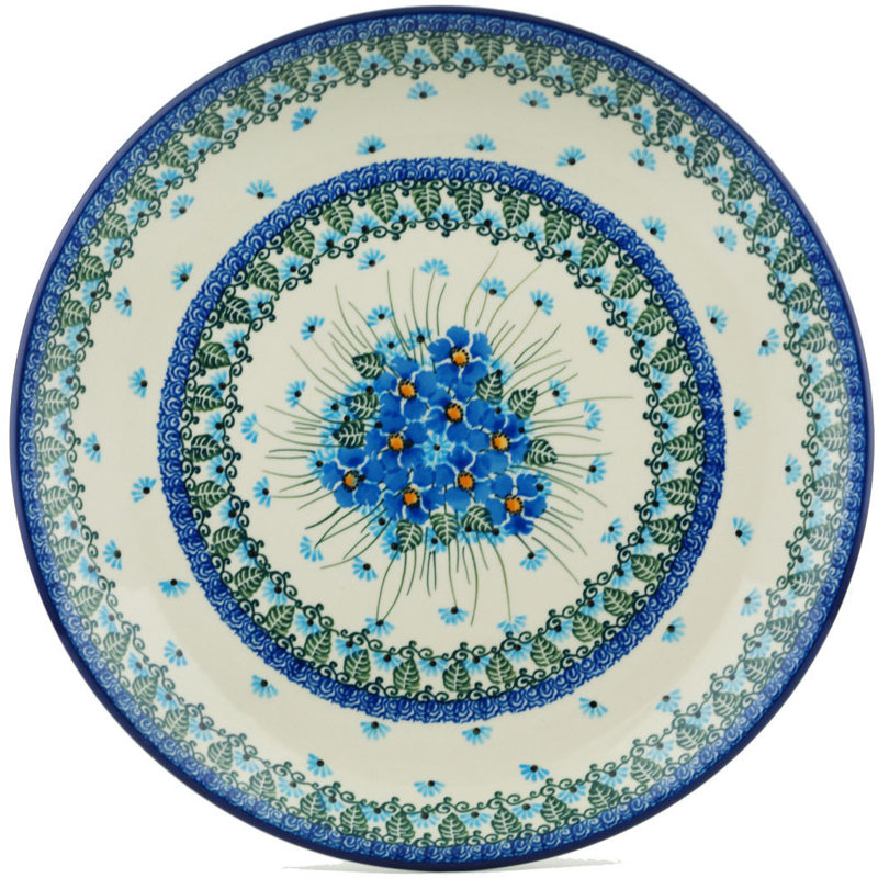 Forget Me Not Stoneware Platter, 1.85" H x 14.29" W x 14.29" D