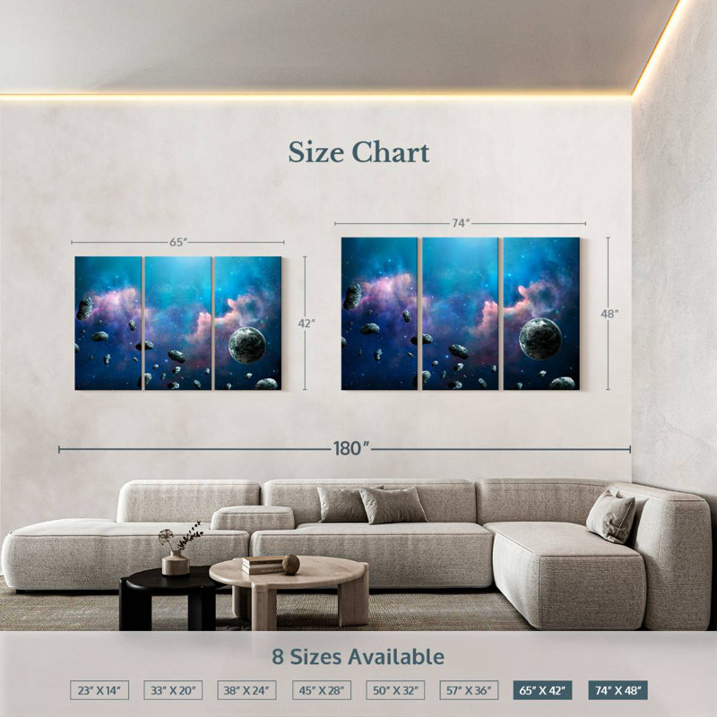 Oberle Floating Asteroids, 42" H x 65" W