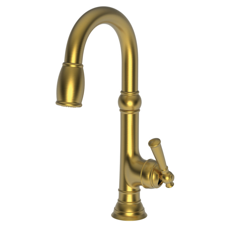 Jacobean Single Handle Pull Down Bar Faucet, Satin Brass (PVD)