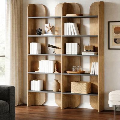 70.8" Bookshelf, 5-Tier Bookcase with Open Display Shelves