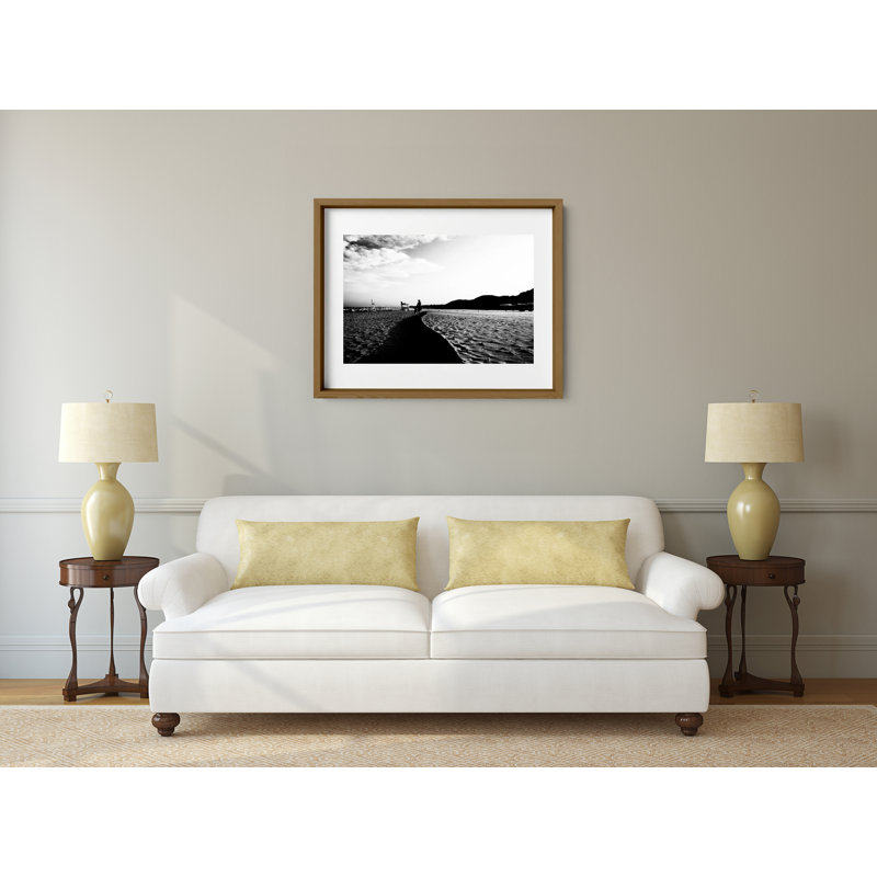 Walk The Line Print by Joseph Regan, 26" H x 36" W x 0.75" D, Walnut