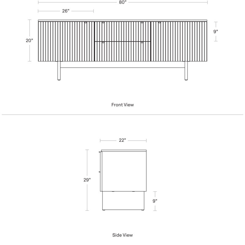 Murmur 80'' W Solid Wood Sideboard, Walnut