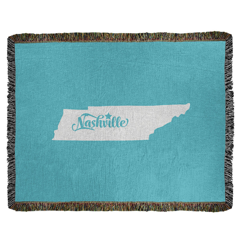 Jeté en coton tissé tennessee nashville, l 37 po x L 52 po, Bleu sarcelle