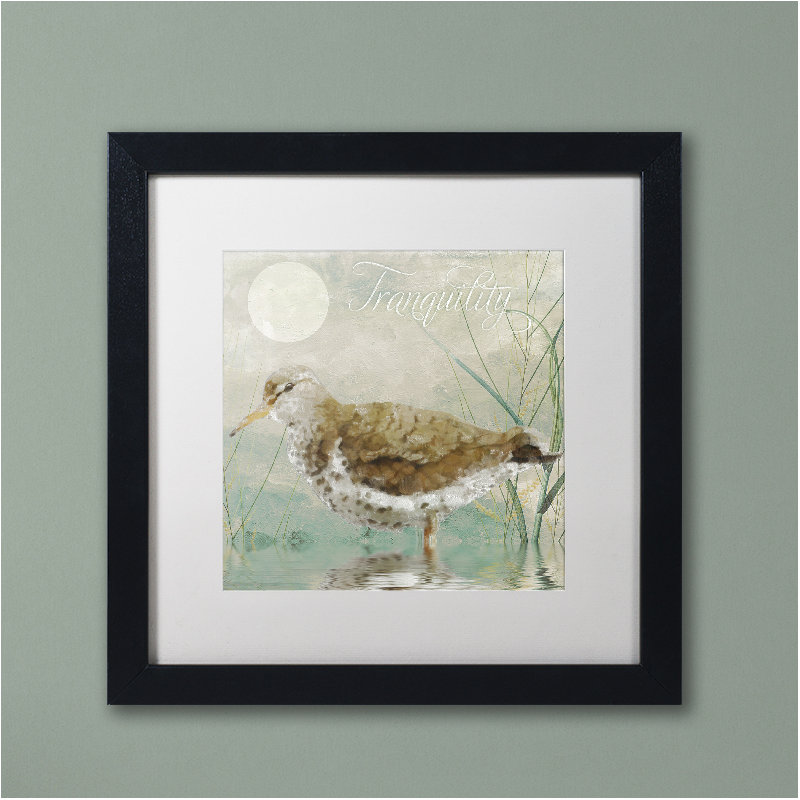 «Sand Piper II» par Jadaya, impression encadrée, Blanc, H 16 po x l 16 po x P 0,5 po, Cadre noir