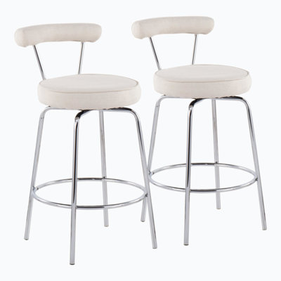 Tabouret de comptoir contemporain en acier noir et tissu anthracite par Lumisource - ensemble de 2