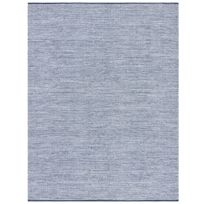 Dunlap Flat Weave Cotton Navy/Blue Modern Rug, Rectangle 8' x 10'