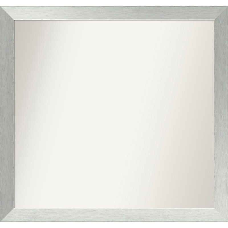 Miroir de salle de bain mural en argent brossé sans cadre, Rectangle, 36 po x 38 po