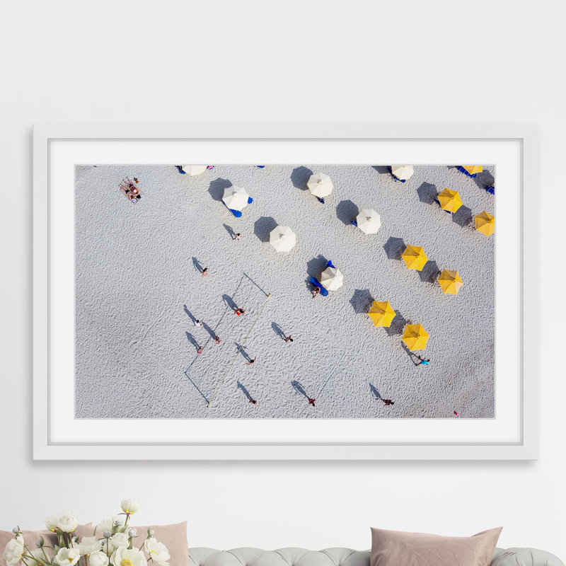 Large White and Yellow Framed Canvas Print