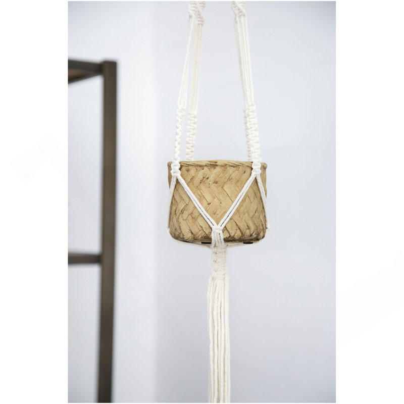 Set Of 2, 5X5x4.5" Hanging Planter With Cotton Hanger, Bohemian Style