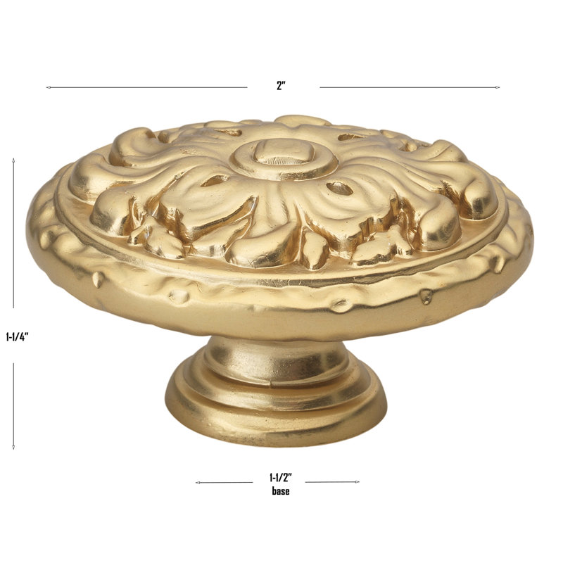 Oversized 2" Diameter Round Knob, Brass Gold