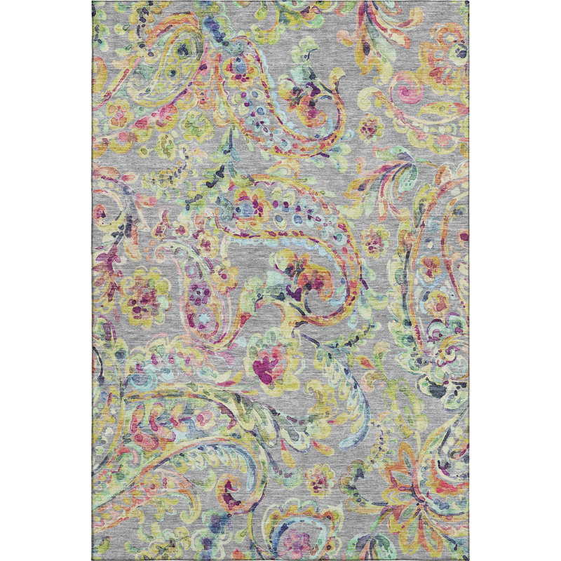 Premium Machine Washable Prisco Gray Rug, Rectangle 8' x 10'