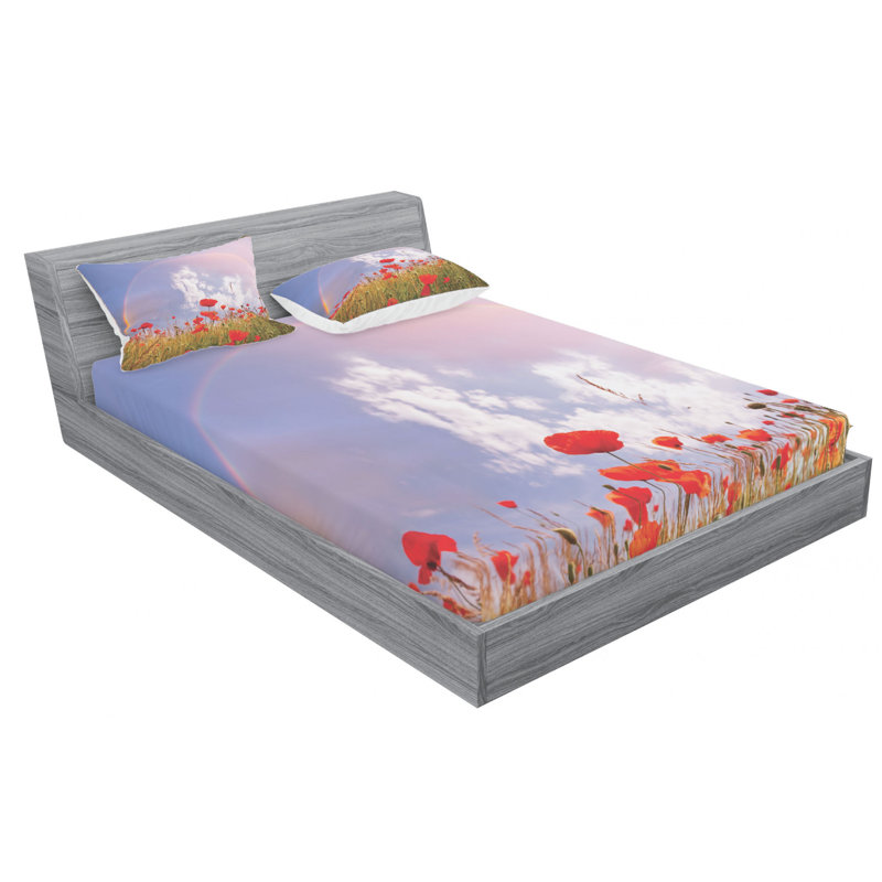 Poppy Microfiber Sheet Set, Full Sheet Set with Fitted Sheet