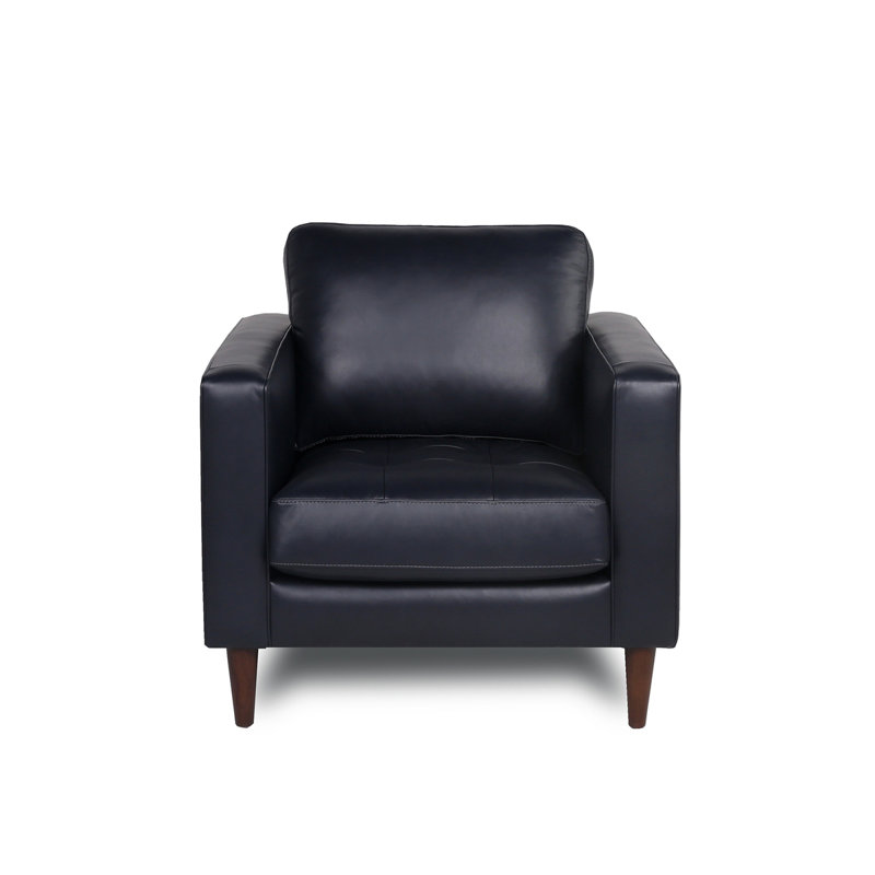 Chaise en cuir capitonnée Mid-Century