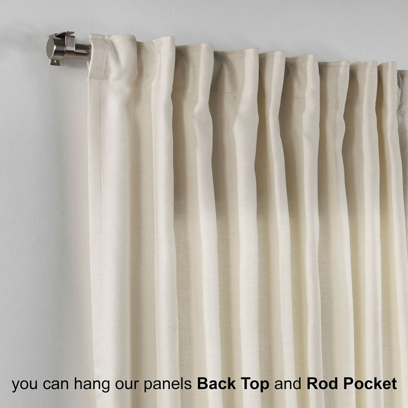 Room Darkening Single Curtain Panel, 260cm Width x 225cm Drop, Cream