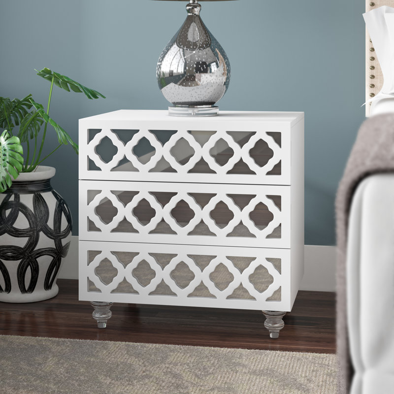 Jameir Lacquer Finish Lucite Leg Side Table/Accent Table/Nightstand, White