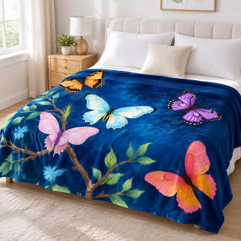 Couverture en flanelle Butterfly, L 50 po x l 40 po