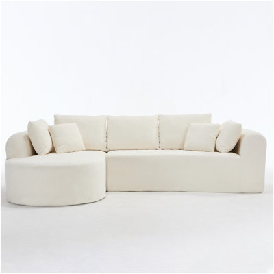 Canapé modulaire 109 pouces Cloud, canapé désossé pour le salon, canapé modulaire en velours côtelé avec méridienne en L, canapé moderne compressé dans une boîte, rembourrage en mousse à mémoire de forme (BLANC)