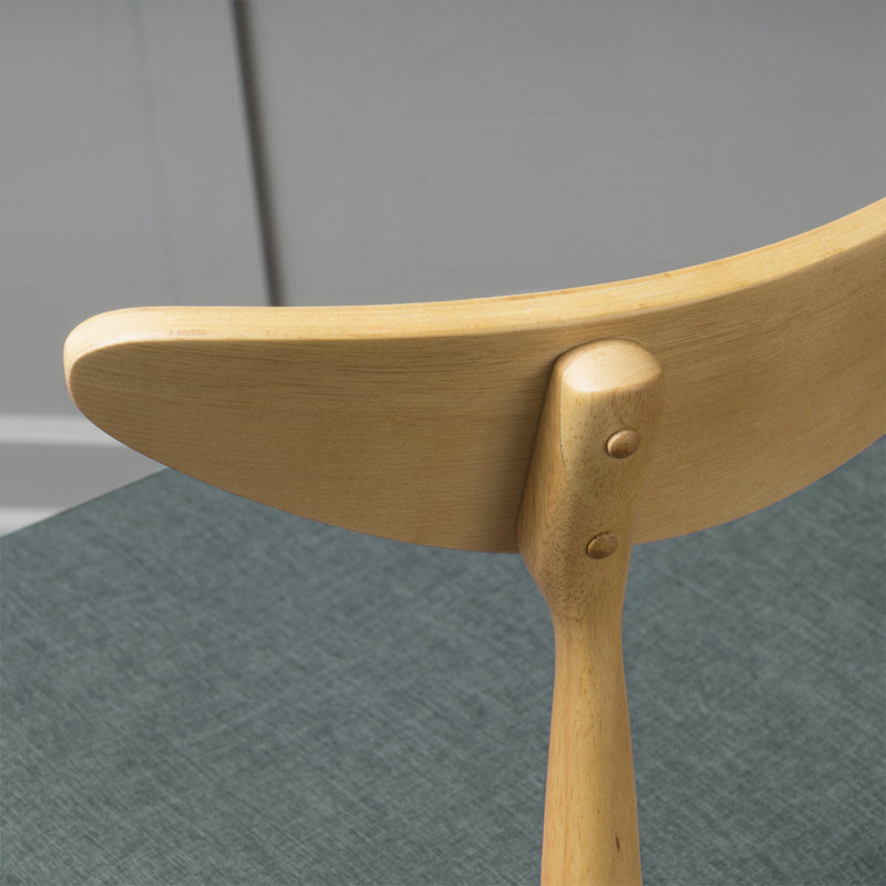 Ensemble de chaises de salle à manger rétro en bois d'hévéa avec dossier ergonomique, ensemble de 2, Naturel et gris
