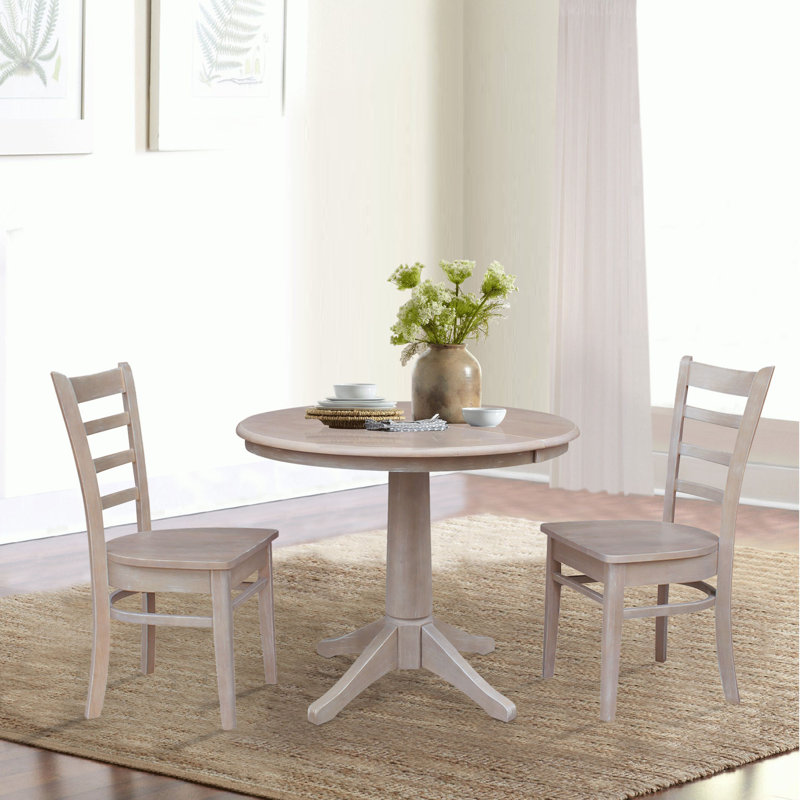 Ensemble de salle à manger extensible Deriya, Taupe gris délavé, 3 pièces : 1 table, 2 chaises