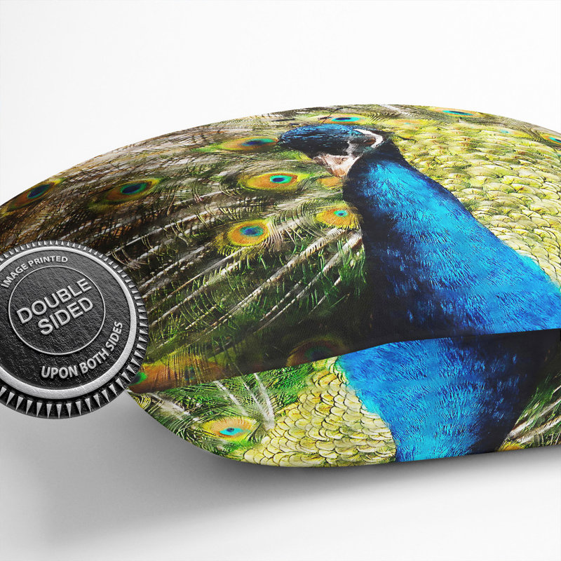 Peacock Vol.2 Painting Square Throw Cushion, 40cm H x 40cm W x 15cm D