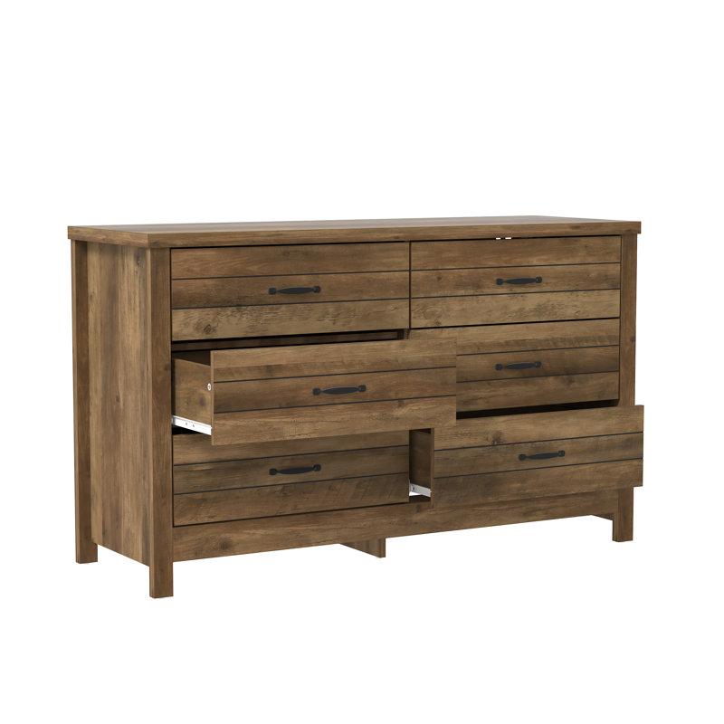Salton Wood 6 Drawer Dresser, Knotty Oak
