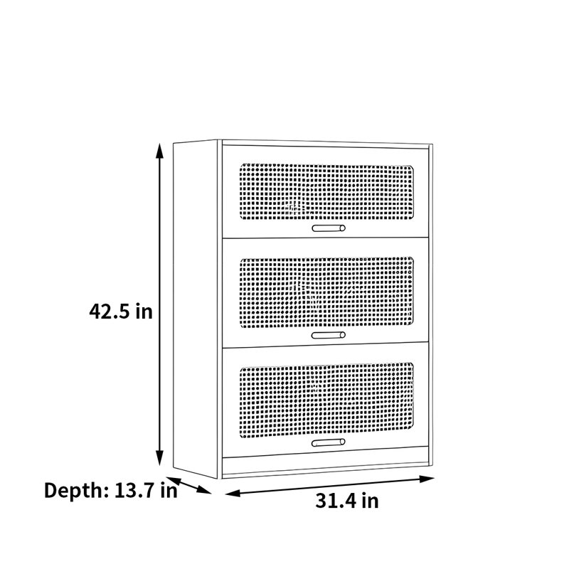 Rabehi, (3 tablettes) H 42,5 po x l 31,4 po x P 13,7 po, Brun