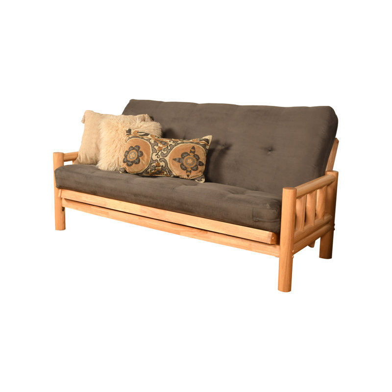 Futon double en coton avec matelas Anders, Microsuède gris suède, Naturel