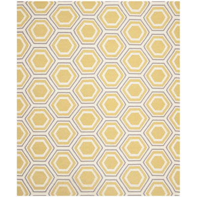 Tapis jaune / beige en laine tissé à la main Robby