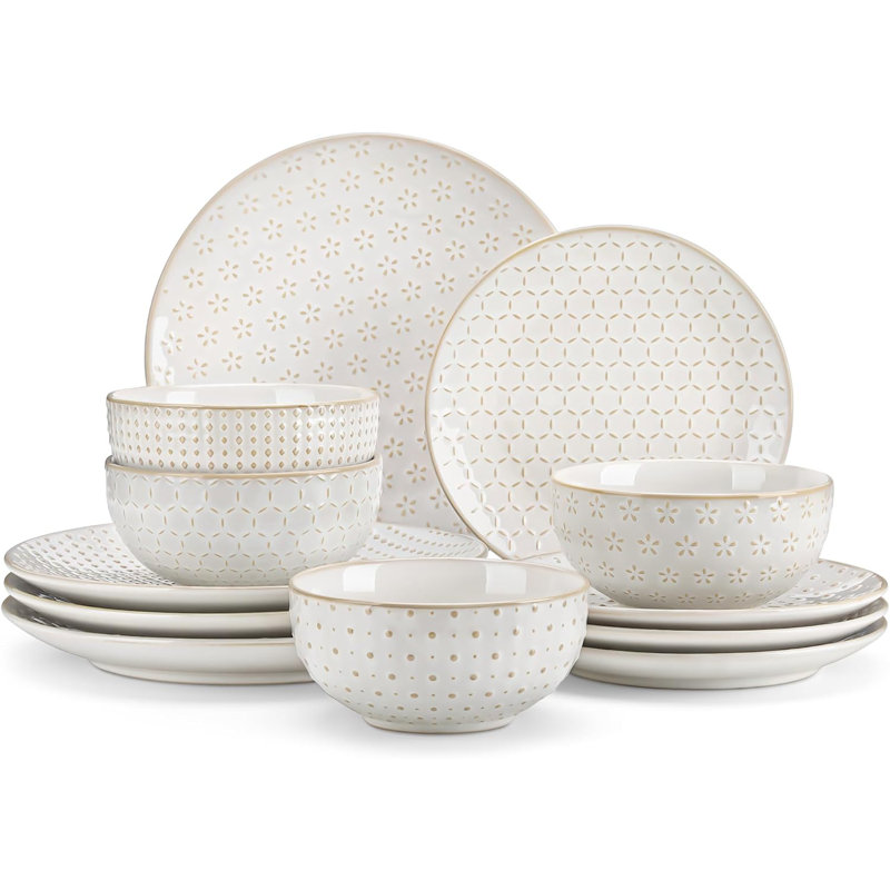 Stoneware Dinnerware - Service for 4, White