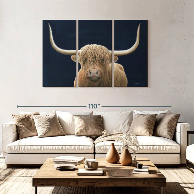 Brampt Highland Cow Navy, 48" H x 74" W