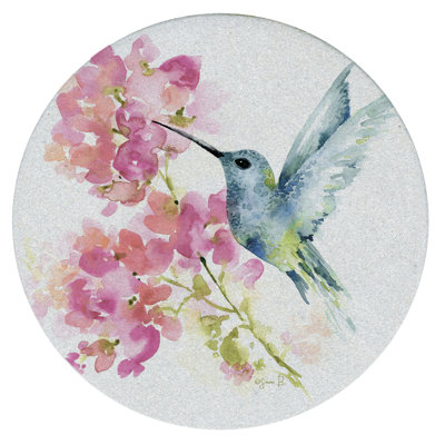 Lark Manor™ Hummingbird Watercolor 4-Pack Round Natural Sandstone Coasters