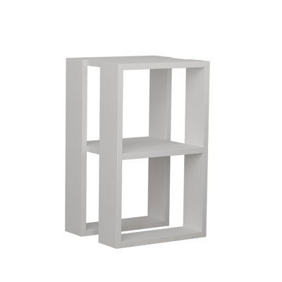 Modern White Nightstand, 2-Tier Design, 11.8 x 21.7 x 11.8 inches | 100% Melamine Coated Particle Board, Thickness: 0.7 inches | Sleek & Stylish for Bedroom or Living Room, Easy to Clean & Durable Finish