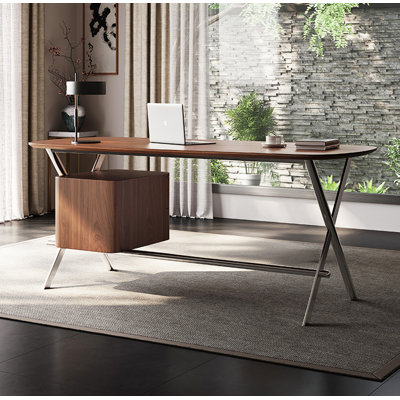 Bureau de direction moderne avec structure en acier au carbone et armoire à deux tiroirs