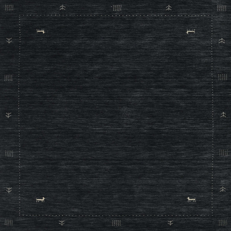 Tapis contemporain noir, Carré 5 pi