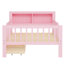 Superbe lit simple rose avec garde-corps robustes et espace de rangement pour la tête de lit-1410897310