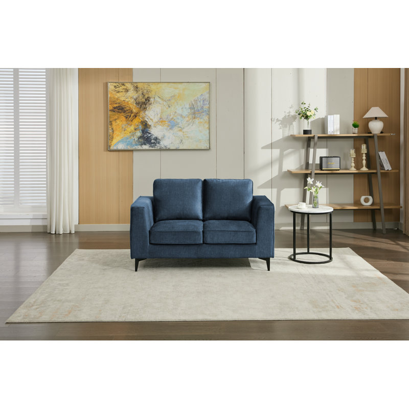Carmen Modern Upholstered Sofa, Blue, 2