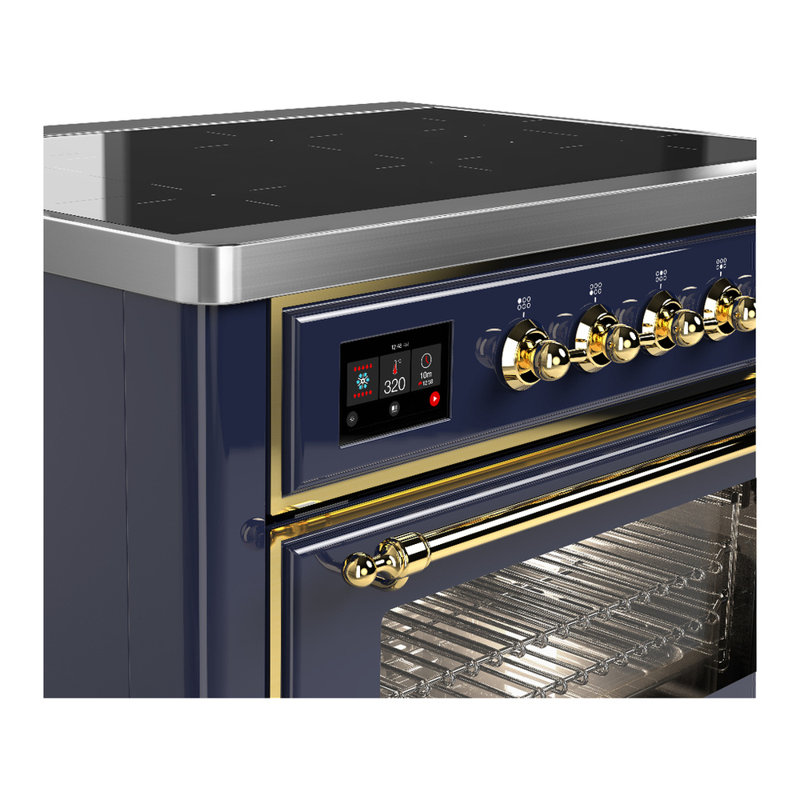 Cuisinière à induction 36 pouces avec 6 éléments à induction bleu nuit Majestic III Series (garniture laiton), Laiton