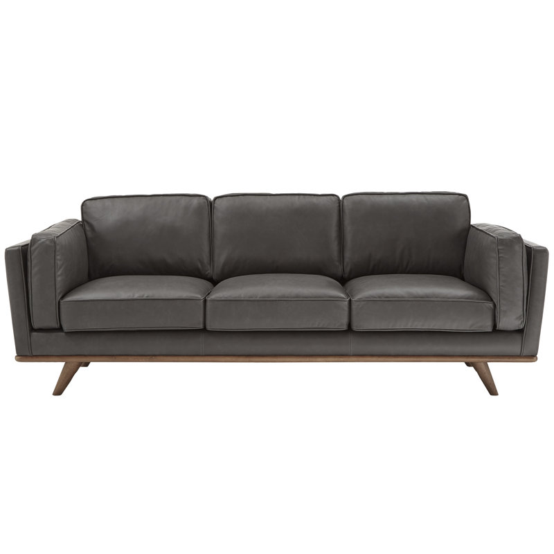 Allotey 90'' Leather Sofa, Gray