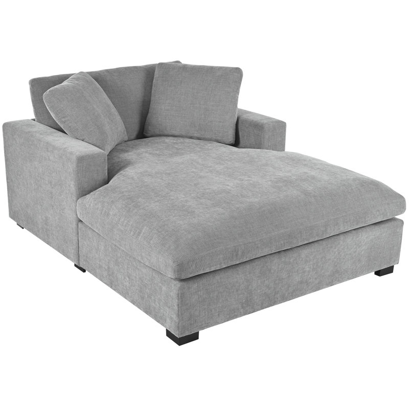 Chaise longue de 53,5 po x 70,9 po - style classique, matériau, pieds en bois massif, structure, assemblage sans effort, confort relaxant très grand, l 53,5 po x P 70,9 po x H 33,1 po, gris, design, confortable Tissu, facile