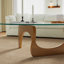 Table basse triangulaire moderne en verre avec piétement en bois massif-1684482100-1805751615