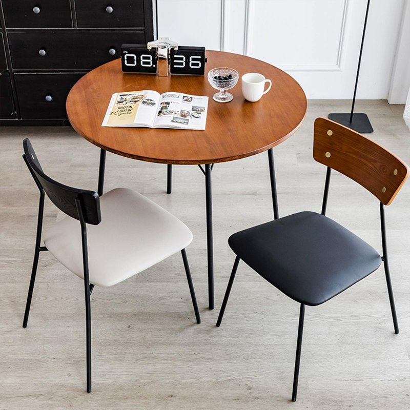 Nut-brown Round Solid Wood Dining table, Nut Brown/Black, 29.53"H x 43.31"L x 43.31"W