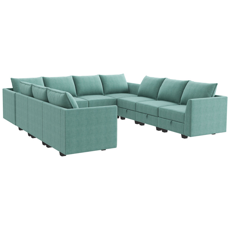 Très grand canapé modulaire d'angle modulaire, Polyester bleu
